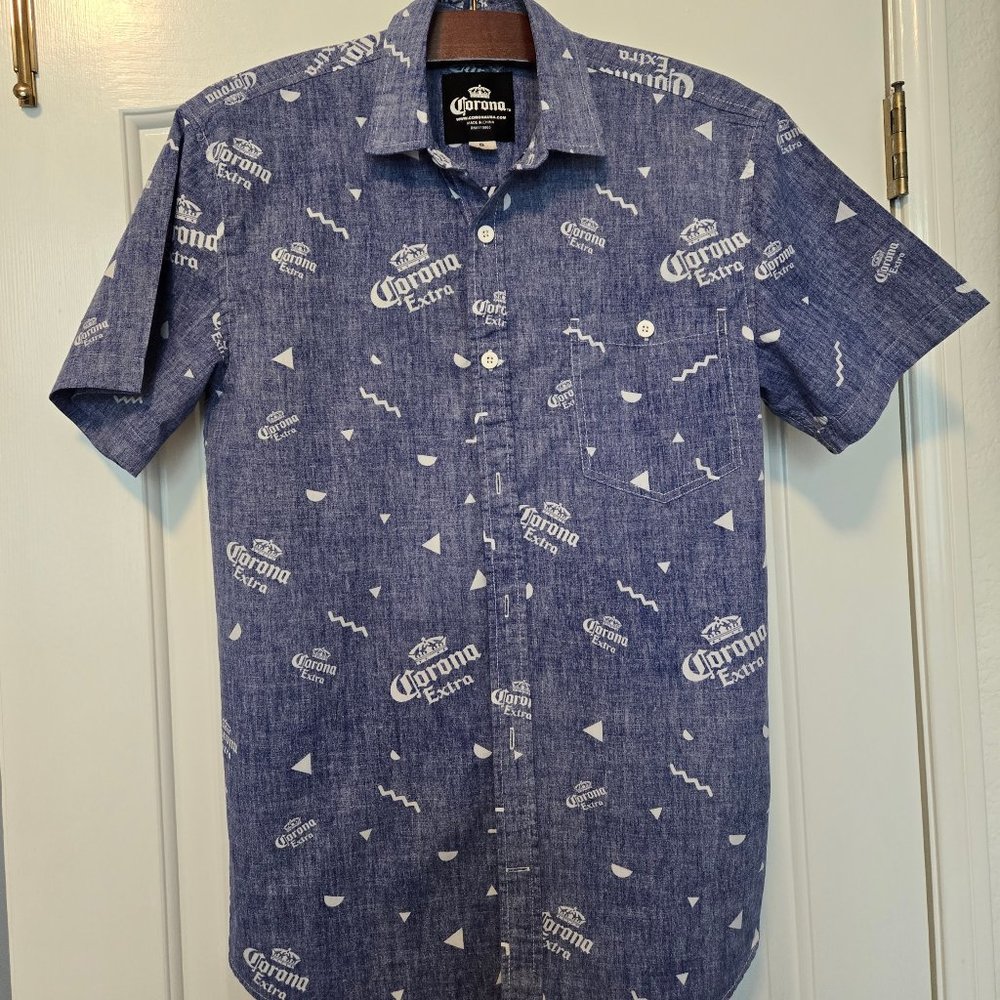 MEN'S BLUE CORONA SHORT SLEEVE SHIRT SIZE SMALL
